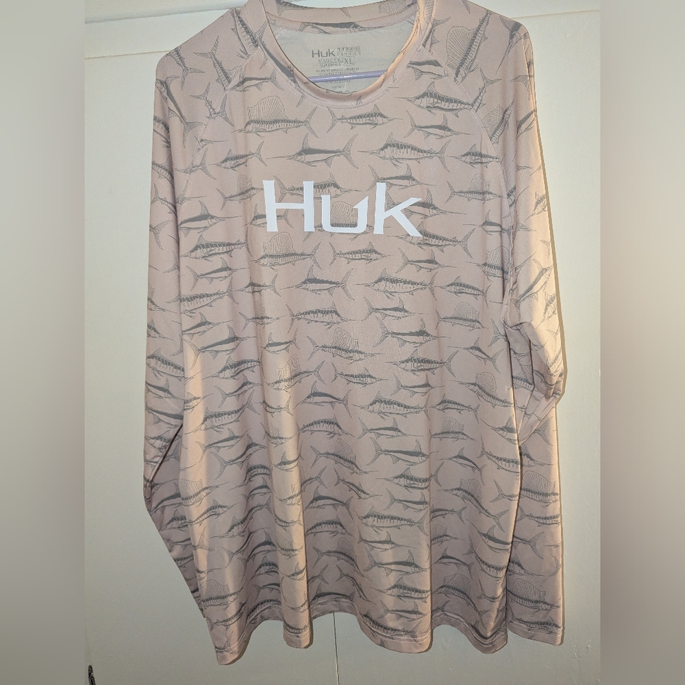 Huk Pink Fish Pattern Long Sleeve Shirt